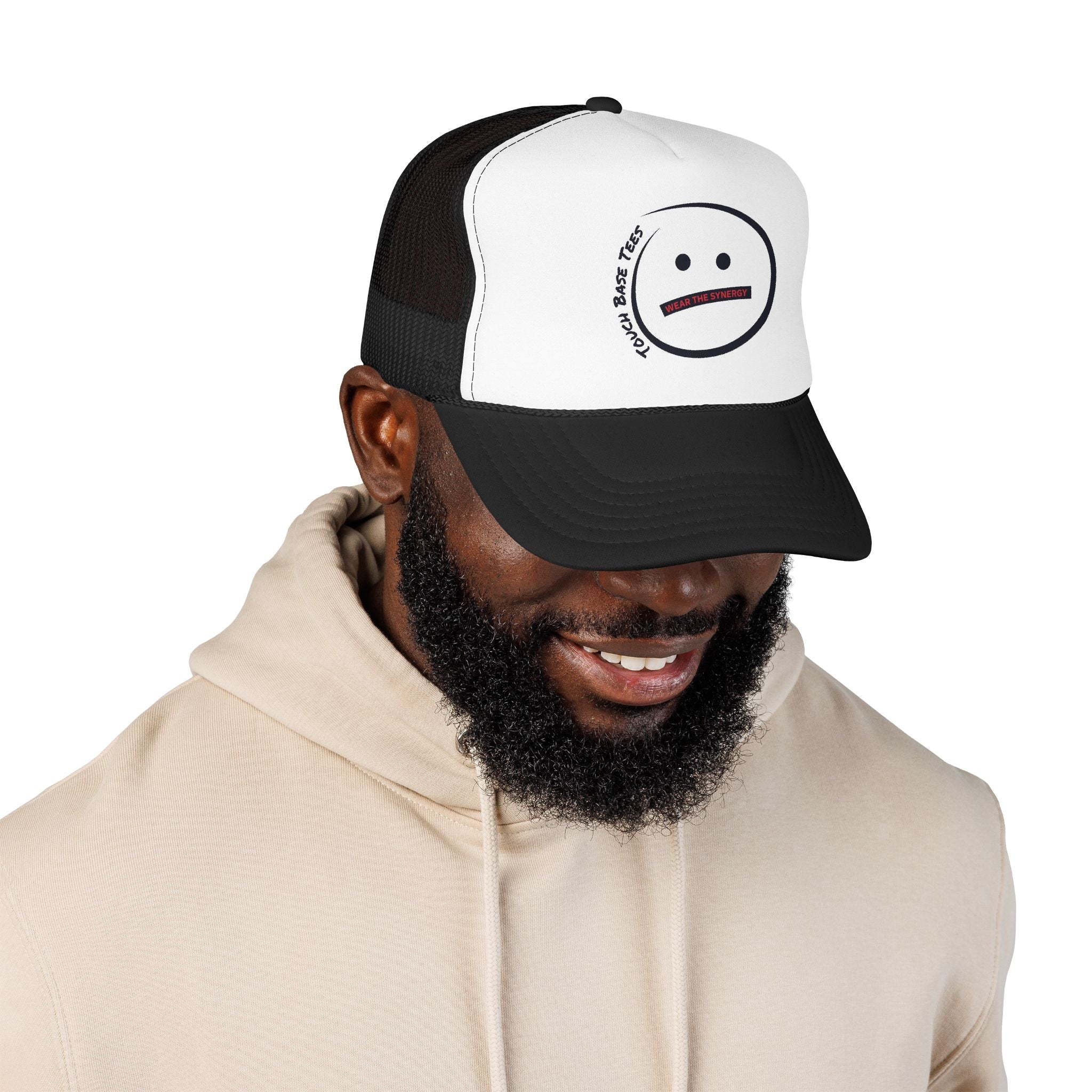 Trucker Hat – Neutral Smile Face "Under The Weather" Design