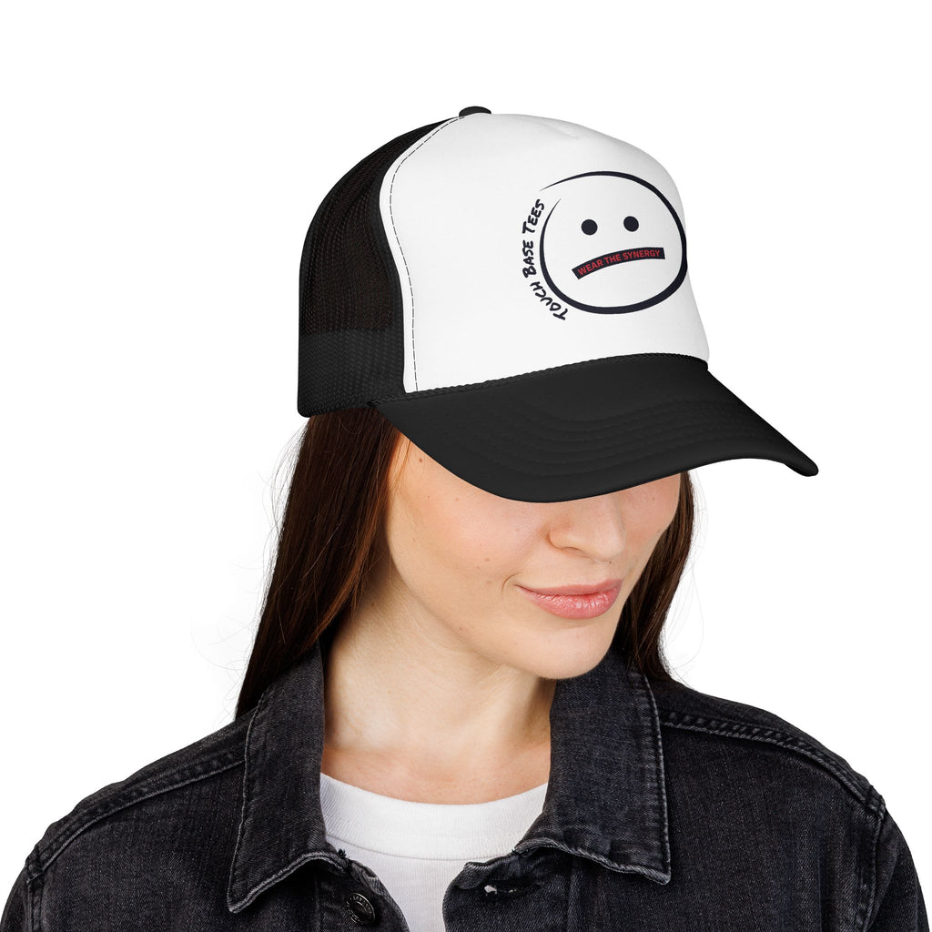 Trucker Hat – Neutral Smile Face "Under The Weather" Design