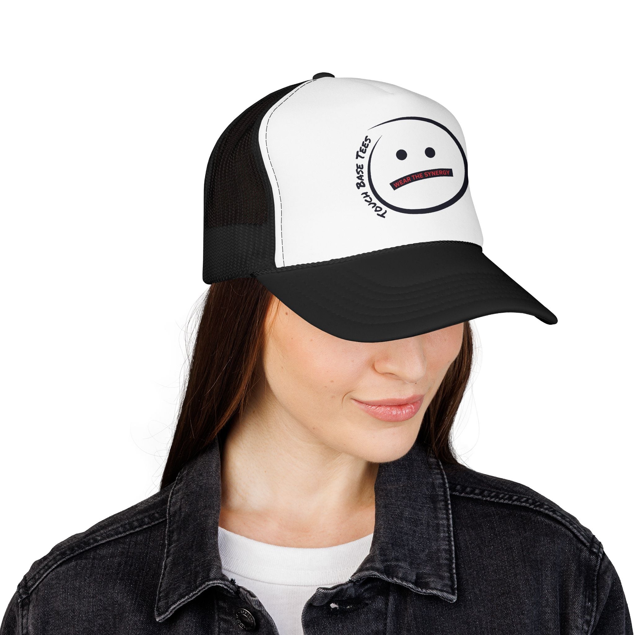 Trucker Hat – Neutral Smile Face "Under The Weather" Design