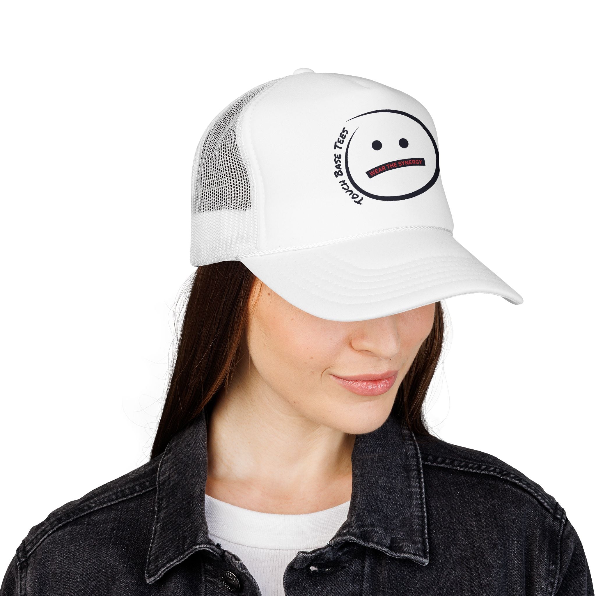 Trucker Hat – Neutral Smile Face "Under The Weather" Design